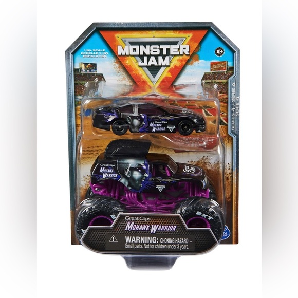 Monster Jam 2-Pack Mohawk Warrior & Matching Bonus Diecast Car - Series 4 - NEW! - Picture 1 of 8